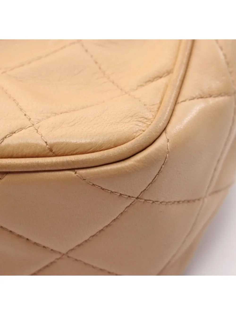Chanel Handbag Quilted Beige Lambskin